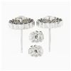 Image 5 : New 14k White Gold 1.51 ctw Diamond Sapphire Halo Milgrain Flower Cluster Earrin