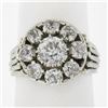 Image 2 : Antique French 18K Gold 2.12 ctw GIA European Diamond Halo Flower Cocktail Ring