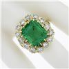 Image 3 : VERY FINE 18k Gold 14.3 ctw AGL Colombian Emerald & Diamond Halo Cocktail Ring