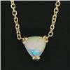 Image 3 : New 14k Gold Trillion Cabochon Opal Pendant w/ Adjustable 16" or 18" Cable Chain