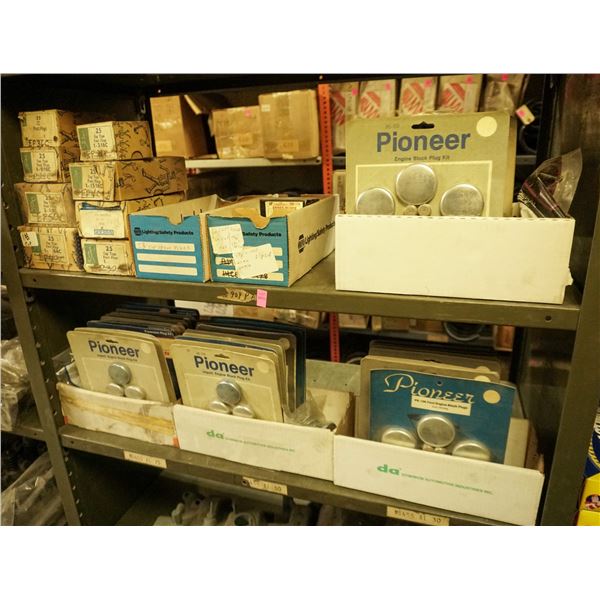 2 SHELF LOT – ASSORTED FROST PLUGS & CORE CAPS