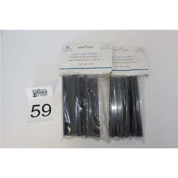 (2 Packages - 4/Package- 8 Total) 6" Black Plastic Label Holders