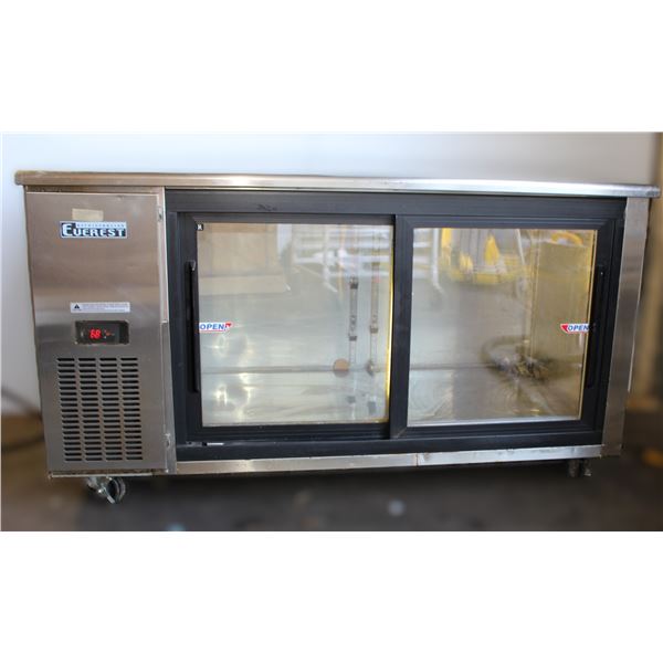 Used Everest Model: B150CH-2RROS-E 60" Refrigerated Glass Door Back Bar (Tested-Turns on/Working)