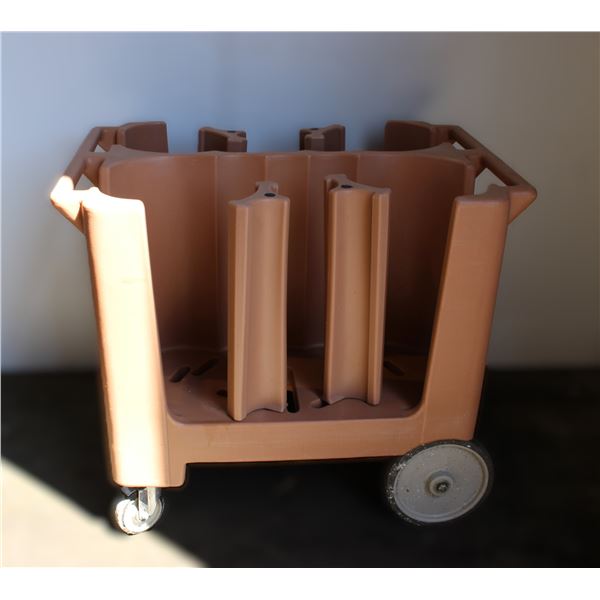 Used Cambro Adjustable Plate Dish Caddy - Heavy Duty - Light Brown