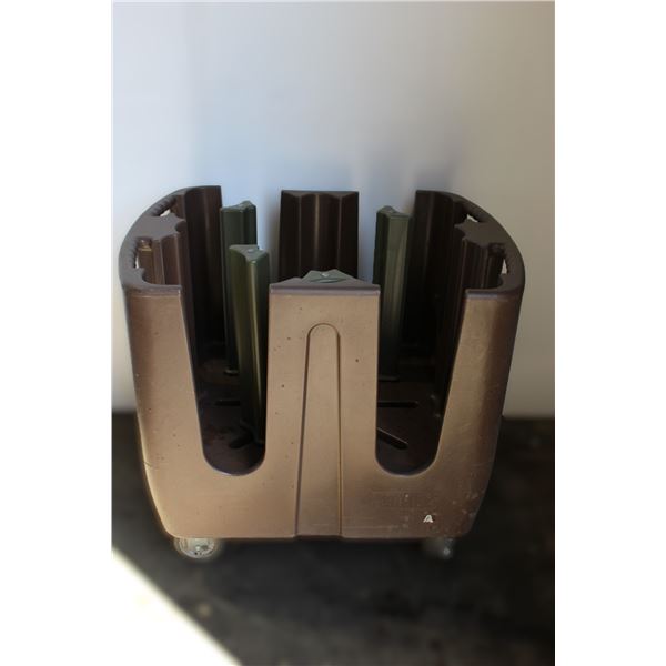 Used Cambro Adjustable Plate Dish Caddy - Heavy Duty - Dark Brown
