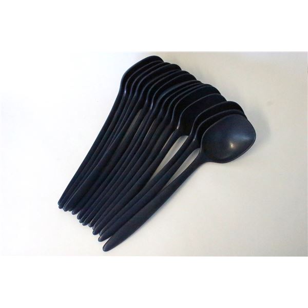 (15 Pieces) Cobalt Blue Melamine Serving Spoons L: 11"