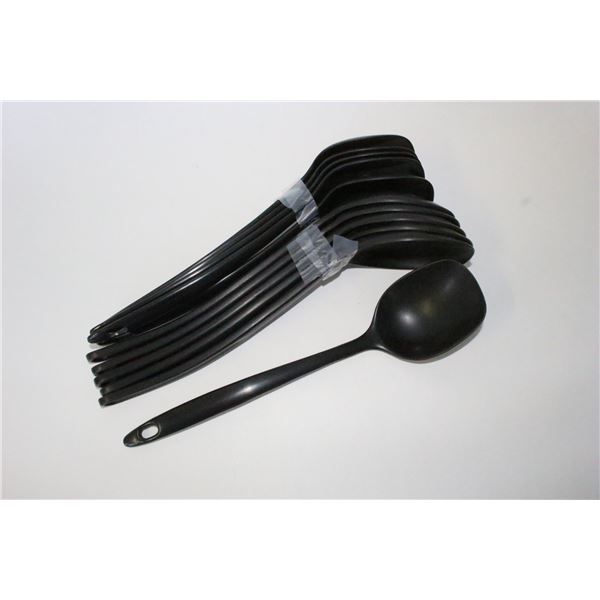 (11 Pieces) Black Melamine Serving Spoons L: 11"