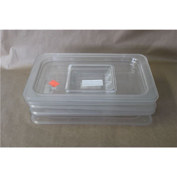 (6 Pieces) Polycarbonate Food Pan  Cover 1 / 4 Size Solid with Handle NSF
