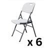 Image 1 : (6 per box) - White Portable Indoor/Outdoor Contoured Plastic & Metal Folding Chair