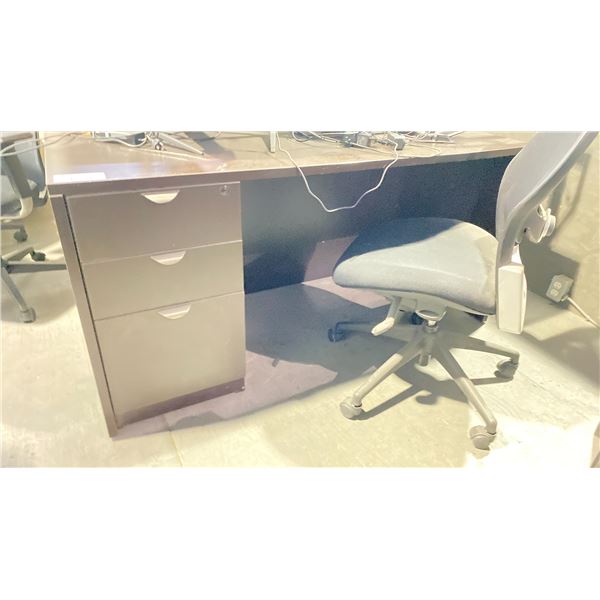DARKWOOD 3 DRAWER DESK WITH CHAIR