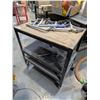Image 1 : MOBILE WOOD TOP SMALL WORK TABLE WITH ASSORTED CLAMPS