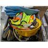 Image 3 : 5 DURA-BLOCKS, CRATE WITH HARDHATS, SAFETY VESTS, GLOVES & BOX OF ASSORTED TOOLS & ACCESSORIES