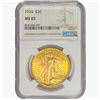 Image 1 : 1924 $20 Gold Double Eagle NGC MS65