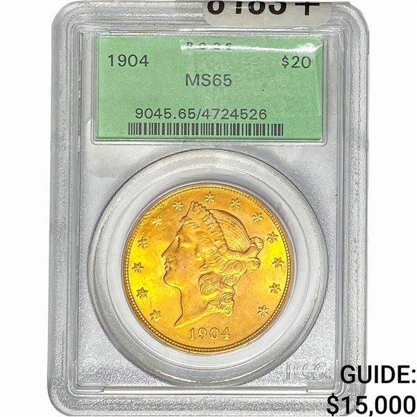 1904 $20 Gold Double Eagle PCGS MS65