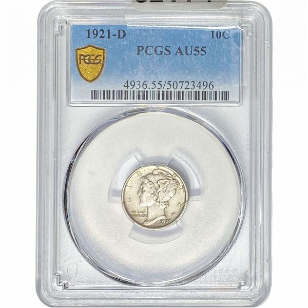 1921-D Mercury Silver Dime PCGS AU55