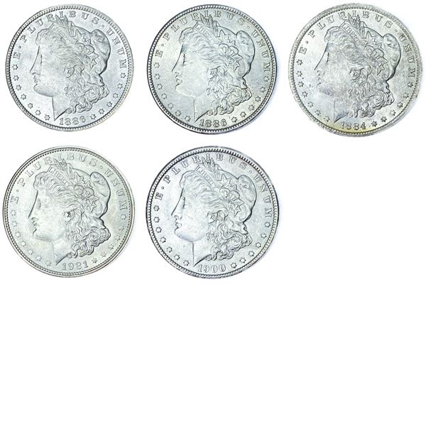 [5 Coins] 1884-1921 Morgan Silver Dollar