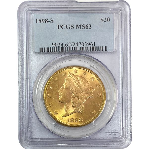 1898-S $20 Gold Double Eagle PCGS MS62