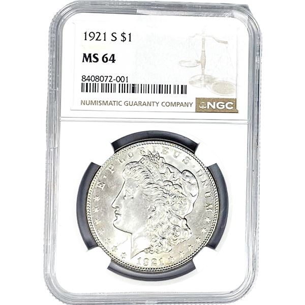 1921-S Morgan Silver Dollar NGC MS64