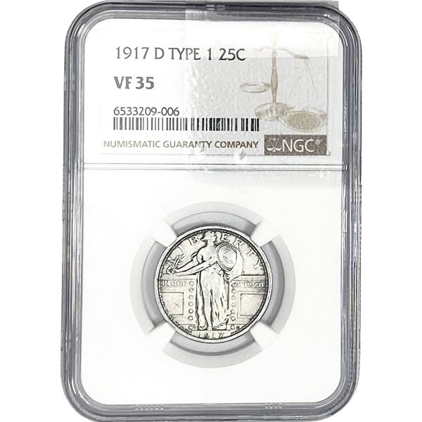 1917-D Standing Liberty Quarter NGC VF35 Type 1