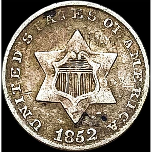 1852 Silver Three-Cent Piece NEARLY  UNCIRCULATED