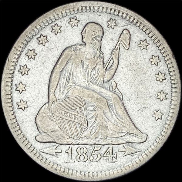 1854 Arrows Seated Liberty Quarter NEARLY  UNCIRCULATED