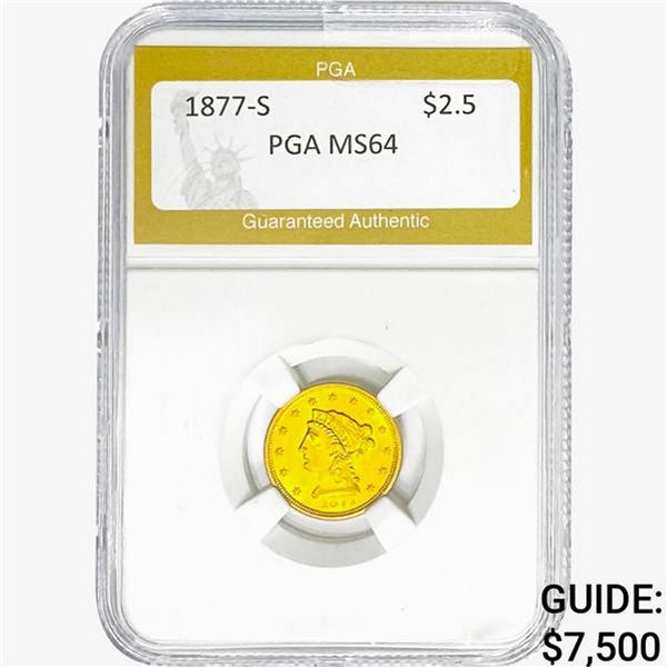 1877-S $2.50 Gold Quarter Eagle PGA MS64