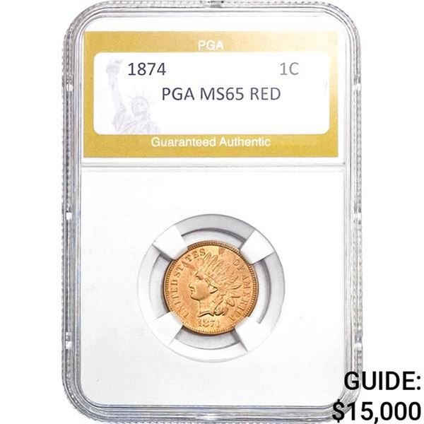 1874 Indian Head Cent PGA MS65 RED MS65 RED