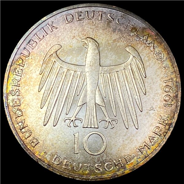 1991 Germany Silver 10 Deutsche Mark CHOICE BU