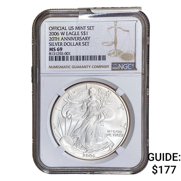 2006-W Silver Eagle NGC MS69 20th Anniversary