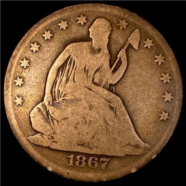 1867 Seated Liberty Half Dollar NICELY CIRCULATED