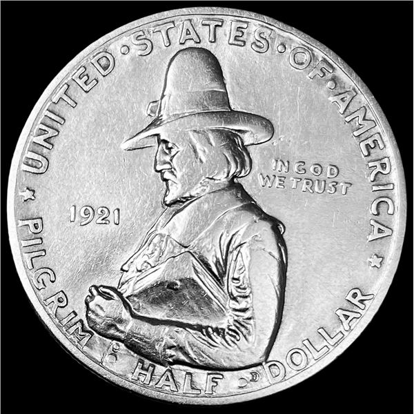 1921-D Silver Pilgrim Half Dollar NEARLY UNCIRCULATED