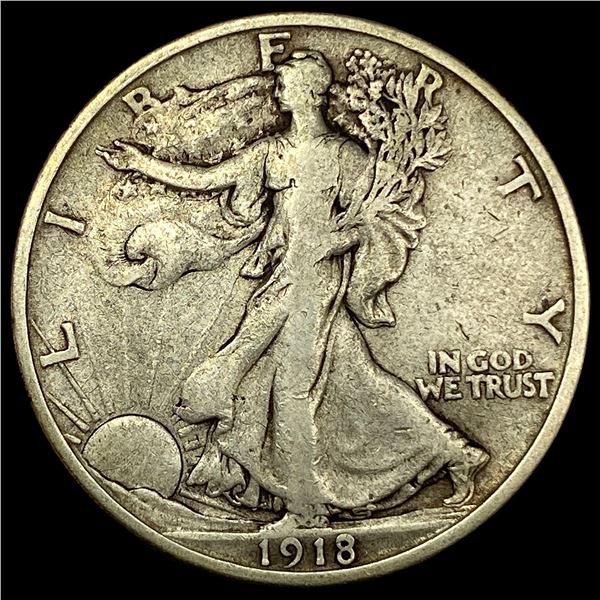 1918-S Walking Liberty Half Dollar LIGHTLY CIRCULATED