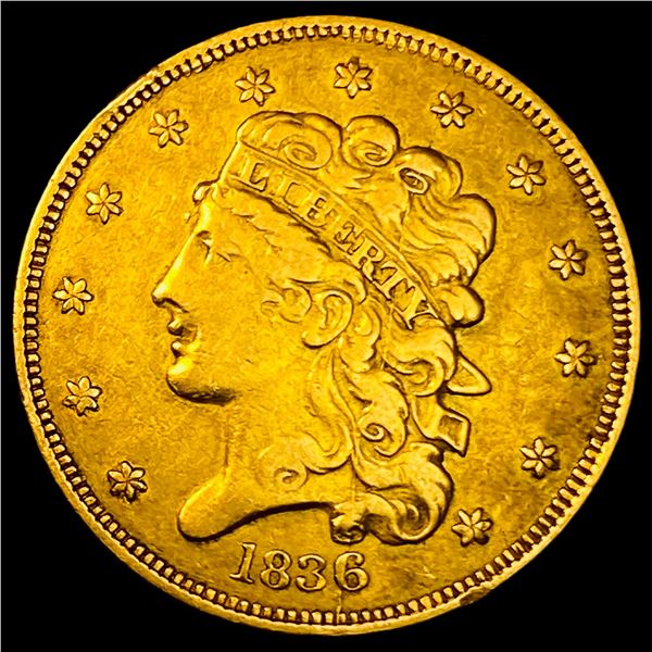1836 Gold $5 Half Eagle NEARLY UNCIRCULATED