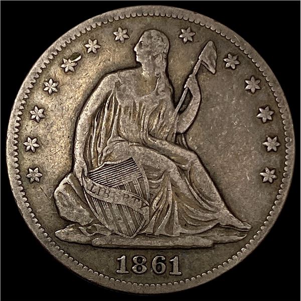 1861 Seated Liberty Half Dollar NEARLY UNCIRCULATED