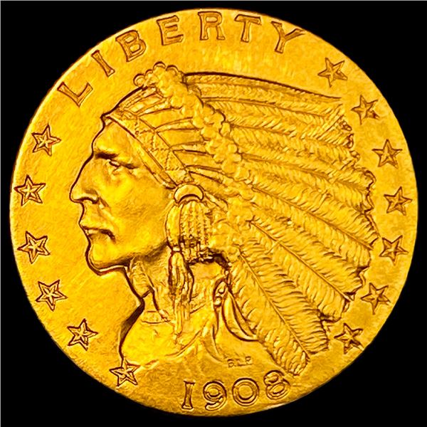 1908 Indian Head $2.5 Gold Quarter Eagle CLOSELY UNCIRCULATED