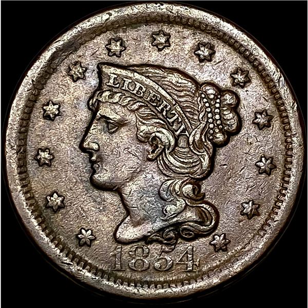 1854 Braided Hair Large Cent NEARLY UNCIRCULATED