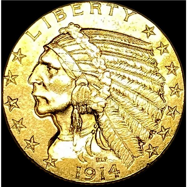 1914 Indian Head Gold Half Eagle $5 CLOSELY UNCIRCULATED