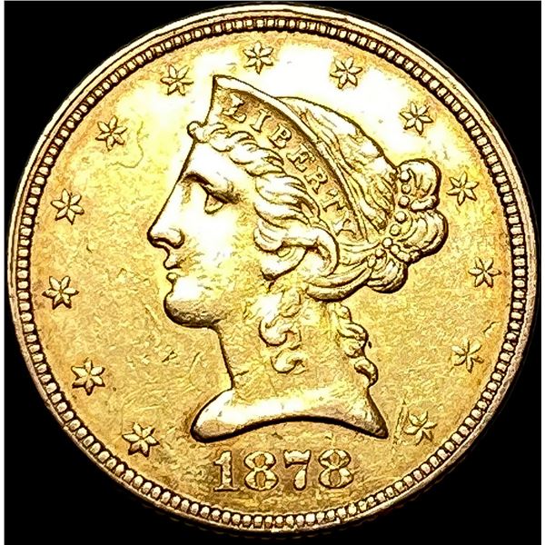 1878 Liberty Head Half Eagle $5 Gold CLOSELY UNCIRCULATED