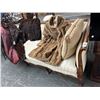 Image 1 : Carved Mahogany Trim Beige Striped Sofa From Creater of Gatorade