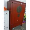 Image 1 : Red Painted Oriental Armoire - Some Damage