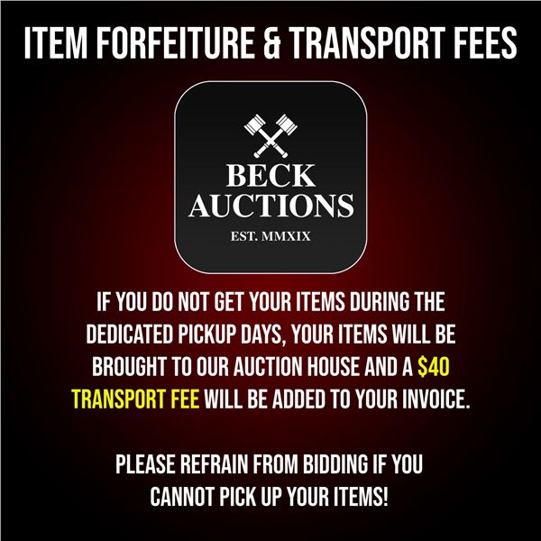 Item Forfeiture & Transport Delivery Fees & Conditions