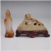 Image 2 : 2pc Asian Inspired Carved Stone Figurines