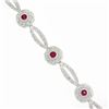 Image 5 : 18k White Gold 6.75" Natural Diamond & Lab Grown Ruby Open Link Tennis Bracelet