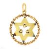 Image 2 : Vintage Israeli 14K Gold Open Star of David Red Stone Rope Circle Frame Pendant