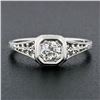 Image 2 : Antique Art Deco 18k Gold European Diamond Solitaire Filigree Engagement Ring
