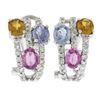 Image 1 : Solid 14k White Gold 3.10 ctw Multi Color Sapphire & Diamond Omega Cuff Earrings