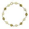 Image 2 : Vintage 14k Yellow Gold White Pearl & Grooved Ball Bead Charm Bracelet