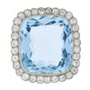 Image 3 : Platinum 38.9 ctw GIA Cushion Cut Aquamarine Diamond Pin Brooch Enhancer Pendant