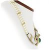 Image 2 : 18k Gold GIA Colombian Emerald & Ruby Diamond Three Strand Pearl Collar Necklace