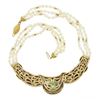 Image 4 : 18k Gold GIA Colombian Emerald & Ruby Diamond Three Strand Pearl Collar Necklace